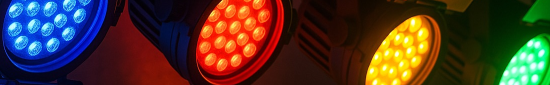 Mehrfarbige LED-Scheinwerfer mit RGB-Filterfolien – Beleuchtung von Folien-Fischer in Berlin, Frankfurt, München, Bremen und Karlsruhe